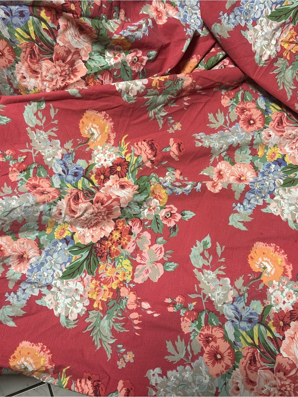 Ralph Lauren Rose Red Floral Cotton Duvet Cover
